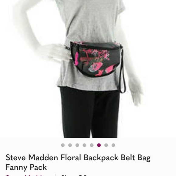 Steve Madden Black and Pink Floral Backpack - Picture 3 of 5